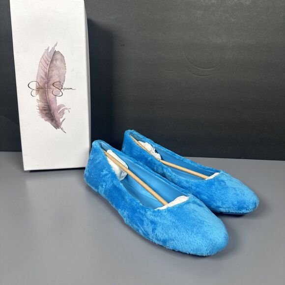 NEW Jessica Simpson Fuzzy Blue Ballet Slippers JS-BRINLEY Women’s Size 11M - Picture 2 of 7
